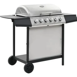 vidaXL Gasbarbecue met 6 kookzones roestvrij staal zilverkleurig