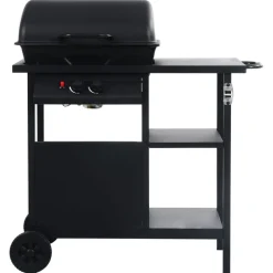 vidaXL Gasbarbecue met 3-laags zijtafel zwart