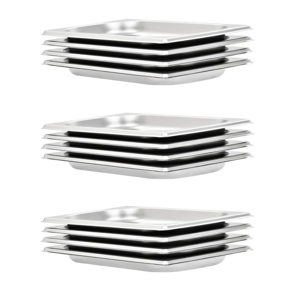 vidaXL Gastronormbakken 12 st GN 1/4 20 mm roestvrij staal