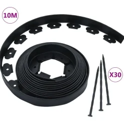 vidaXL Gazonrand flexibel met 30 pinnen 10 m 5 cm
