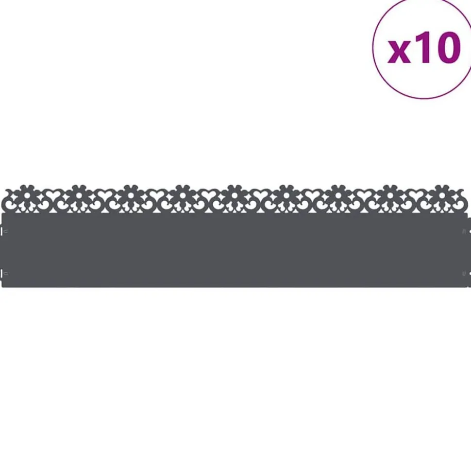 vidaXL Gazonranden 10 pcs Antraciet 103 x 0,05 x 22 cm Staal