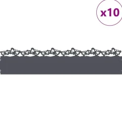 vidaXL Gazonranden 10 pcs Antraciet 103 x 0,05 x 22 cm Staal