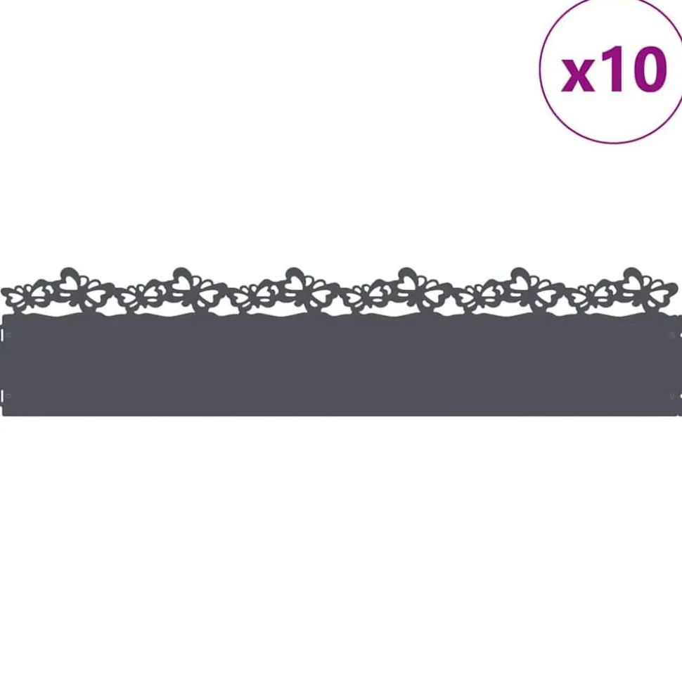 vidaXL Gazonranden 10 pcs Antraciet 103 x 0,05 x 22 cm Staal