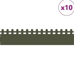 vidaXL Gazonranden 10 pcs Olijf Groen 103 x 0,05 x 22 cm Staal