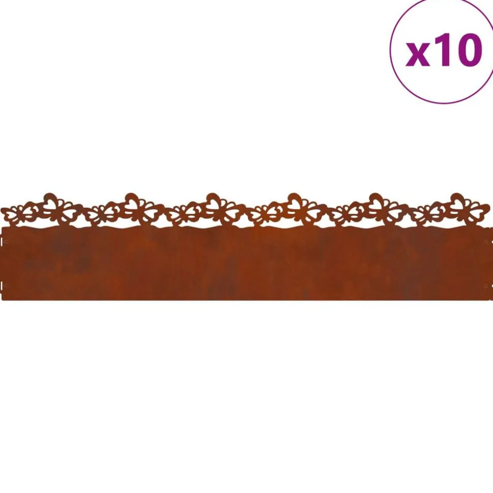 vidaXL Gazonranden 10 pcs Roestig 103 x 0,05 x 22 cm Cortenstaal
