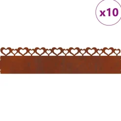vidaXL Gazonranden 10 pcs Roestig 103 x 0,05 x 22 cm Cortenstaal