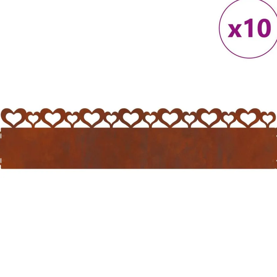 vidaXL Gazonranden 10 pcs Roestig 103 x 0,05 x 22 cm Cortenstaal