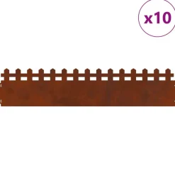 vidaXL Gazonranden 10 pcs Roestig 103 x 0,05 x 22 cm Cortenstaal
