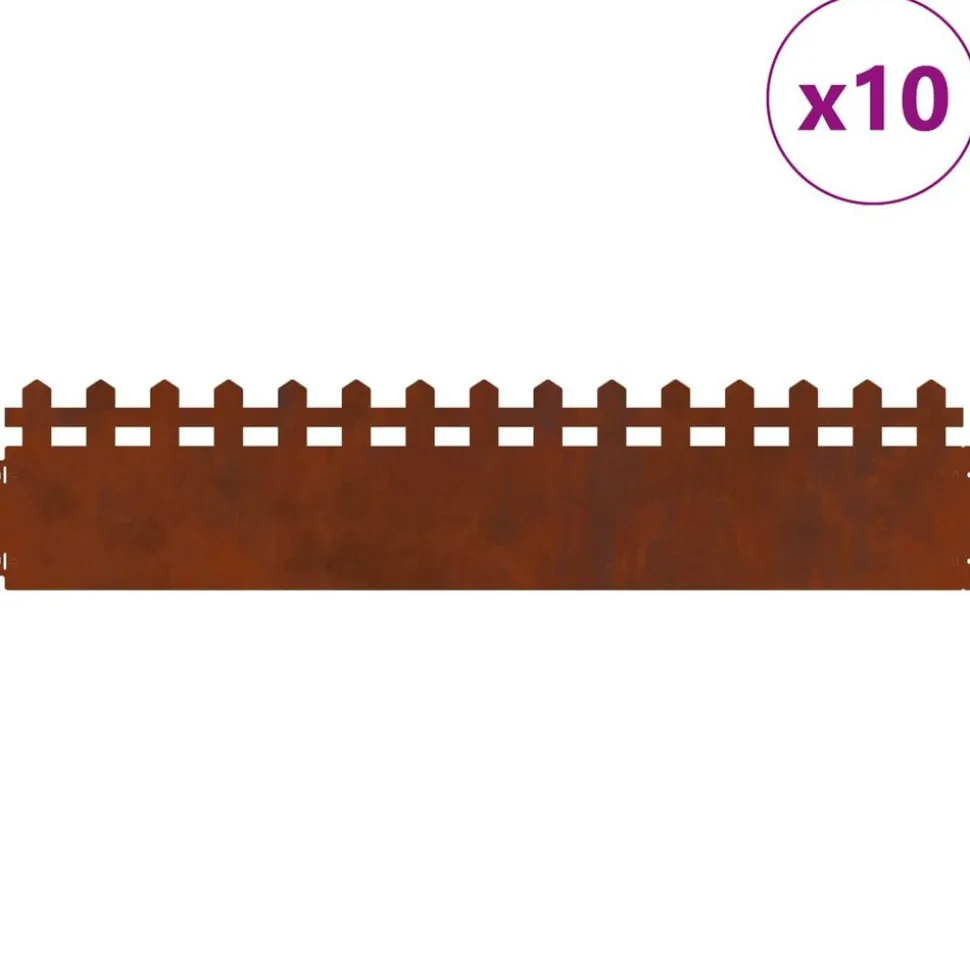 vidaXL Gazonranden 10 pcs Roestig 103 x 0,05 x 22 cm Cortenstaal