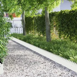 vidaXL Gazonranden 10 pcs Wit 103 x 0,05 x 22 cm Staal