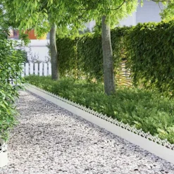 vidaXL Gazonranden 10 pcs Wit 103 x 0,05 x 22 cm Staal
