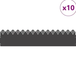 vidaXL Gazonranden 10 pcs Zwart 103 x 0,05 x 22 cm Staal