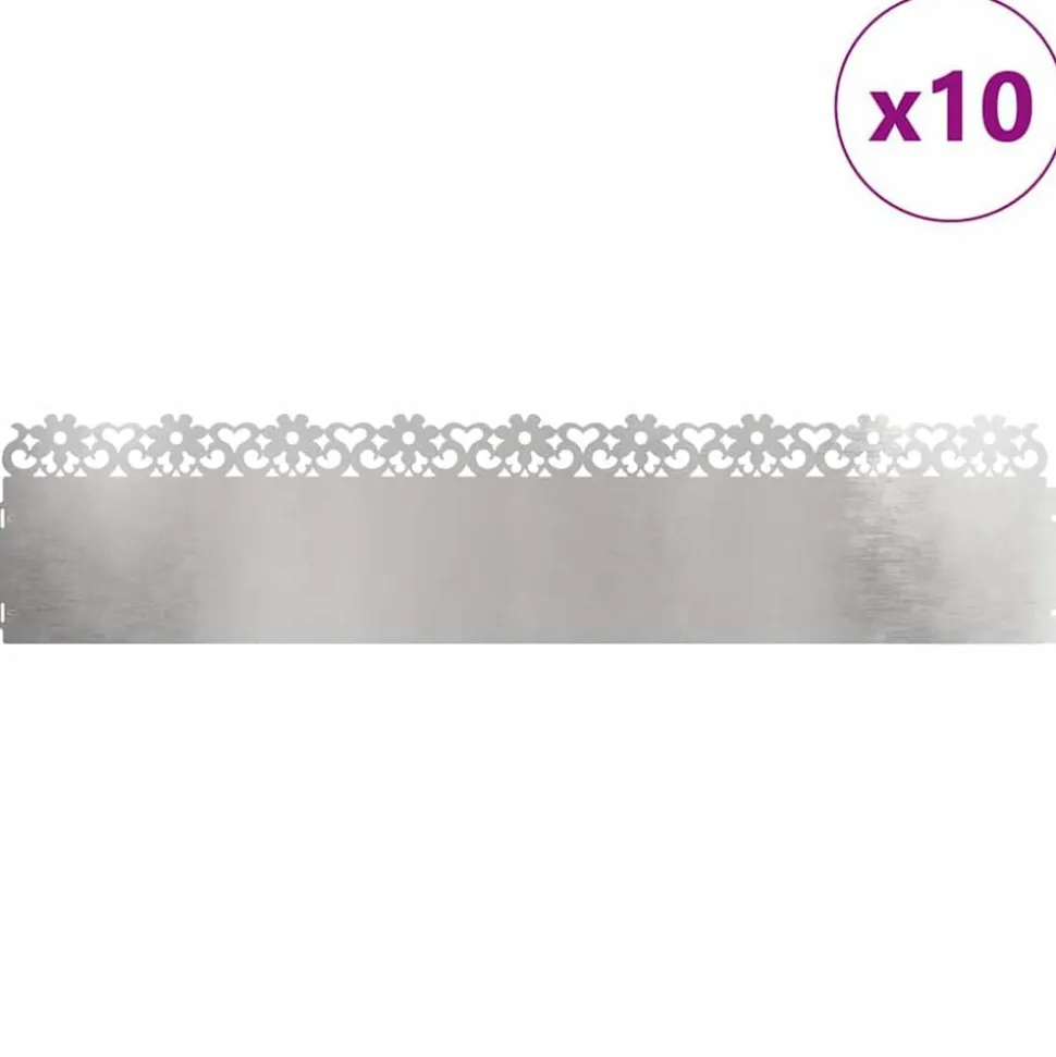 vidaXL Gazonranden 10 pcs Zilver 103 x 0,05 x 22 cm Roestvrij staal