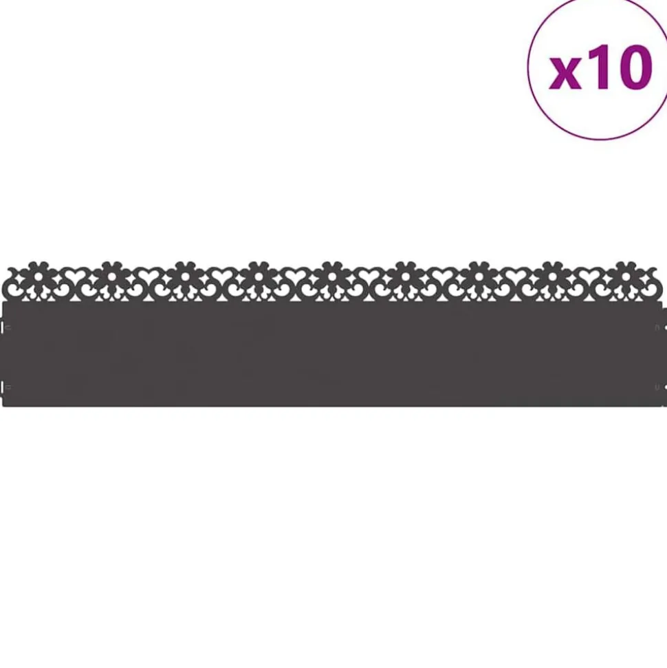 vidaXL Gazonranden 10 pcs Zwart 103 x 0,05 x 22 cm Staal