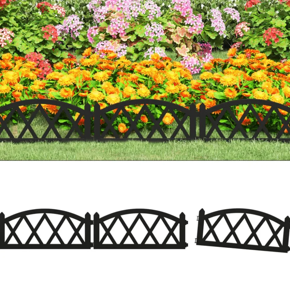 vidaXL Gazonranden 17 st 10 m polypropeen zwart