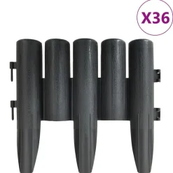 vidaXL Gazonranden 36 st 10 m PP antracietkleurig