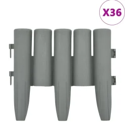 vidaXL Gazonranden 36 st 10 m PP grijs