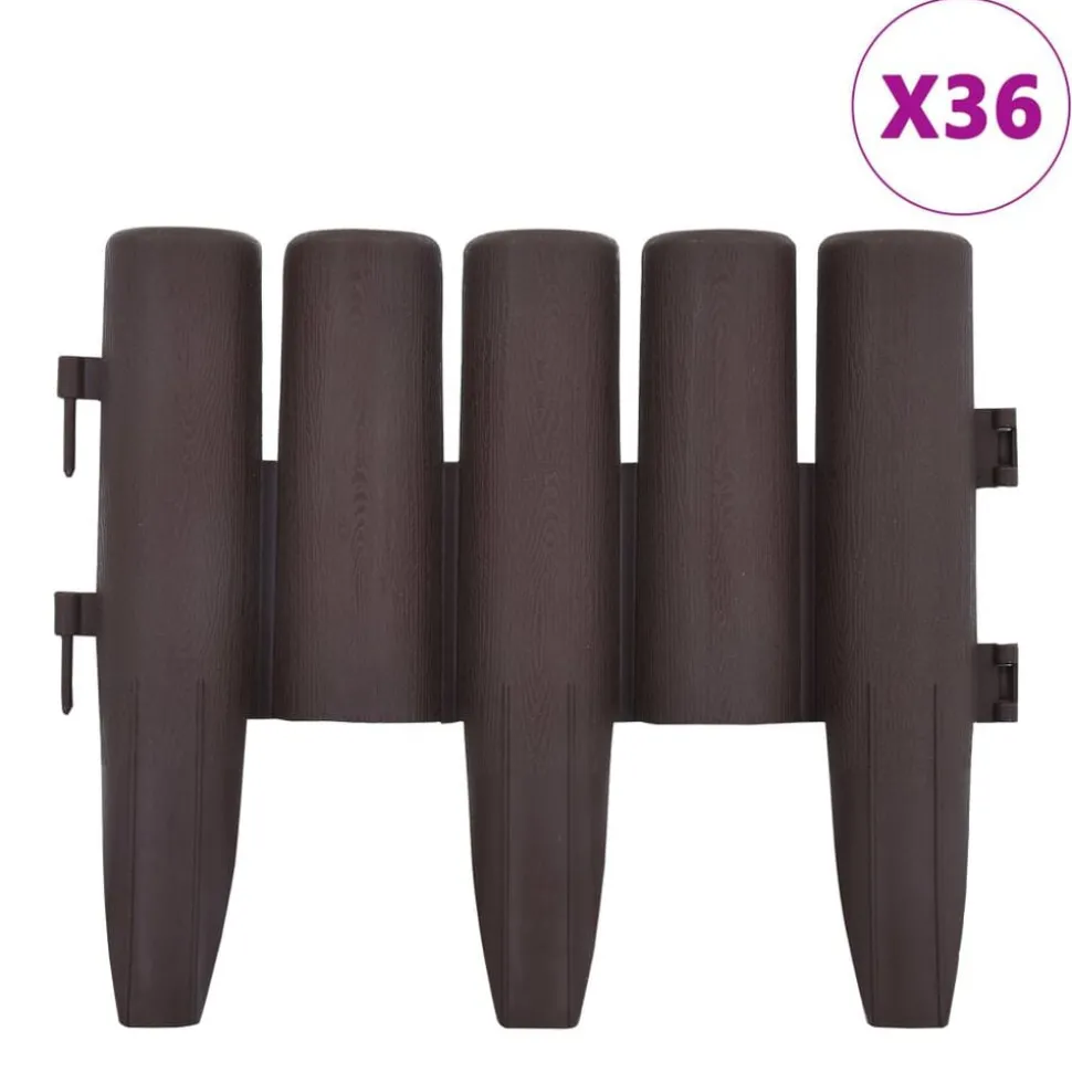 vidaXL Gazonranden 36 st 10 m PP bruin