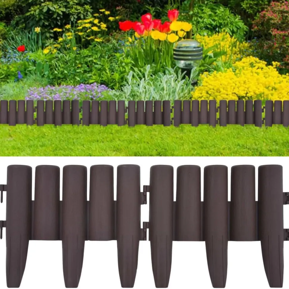 vidaXL Gazonranden 36 st 10 m PP bruin