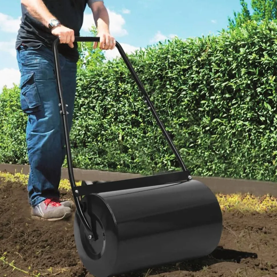 vidaXL Gazonroller 50 L 63 cm zwart