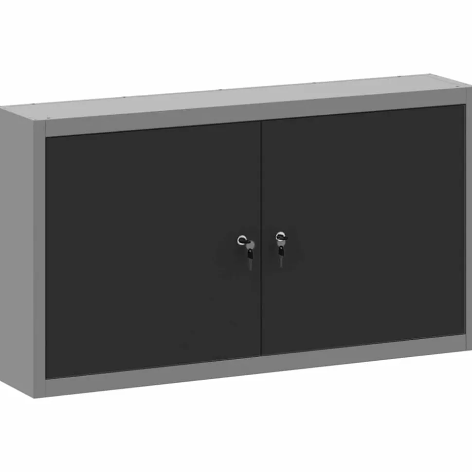 vidaXL Gereedschapskast met plank Zwart en Grijs 50 x 20 x 55 cm