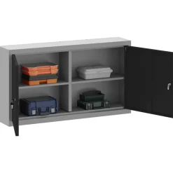 vidaXL Gereedschapskast met plank Zwart en Grijs 50 x 20 x 55 cm