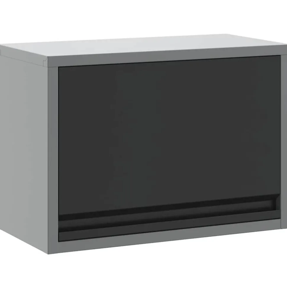vidaXL Gereedschapskast met opslag Zwart en Grijs 50 x 25 x 35 cm