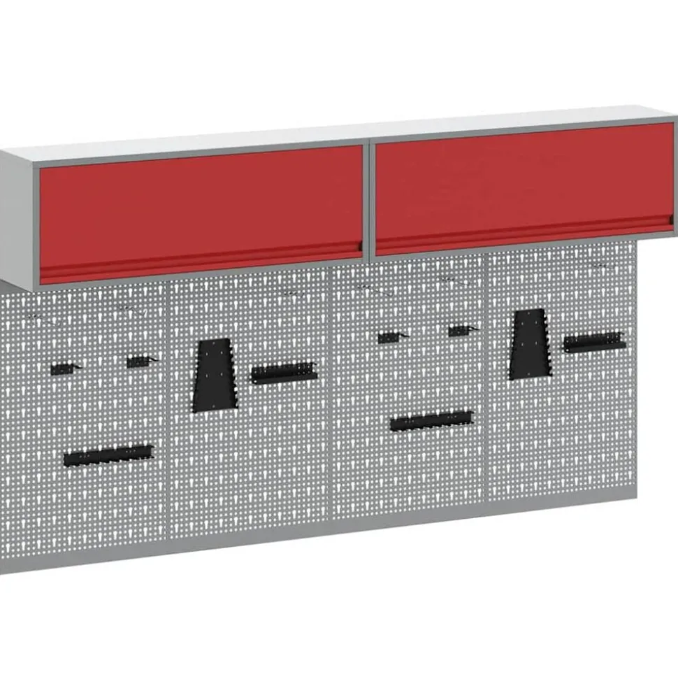 vidaXL Gereedschapskast set met plank 6 pcs Rood Gepoedercoat staal