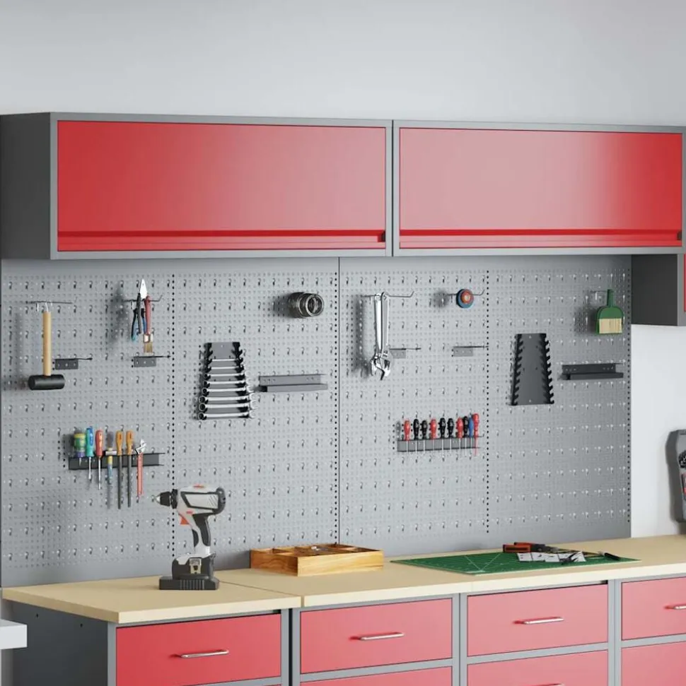 vidaXL Gereedschapskast set met plank 6 pcs Rood Gepoedercoat staal