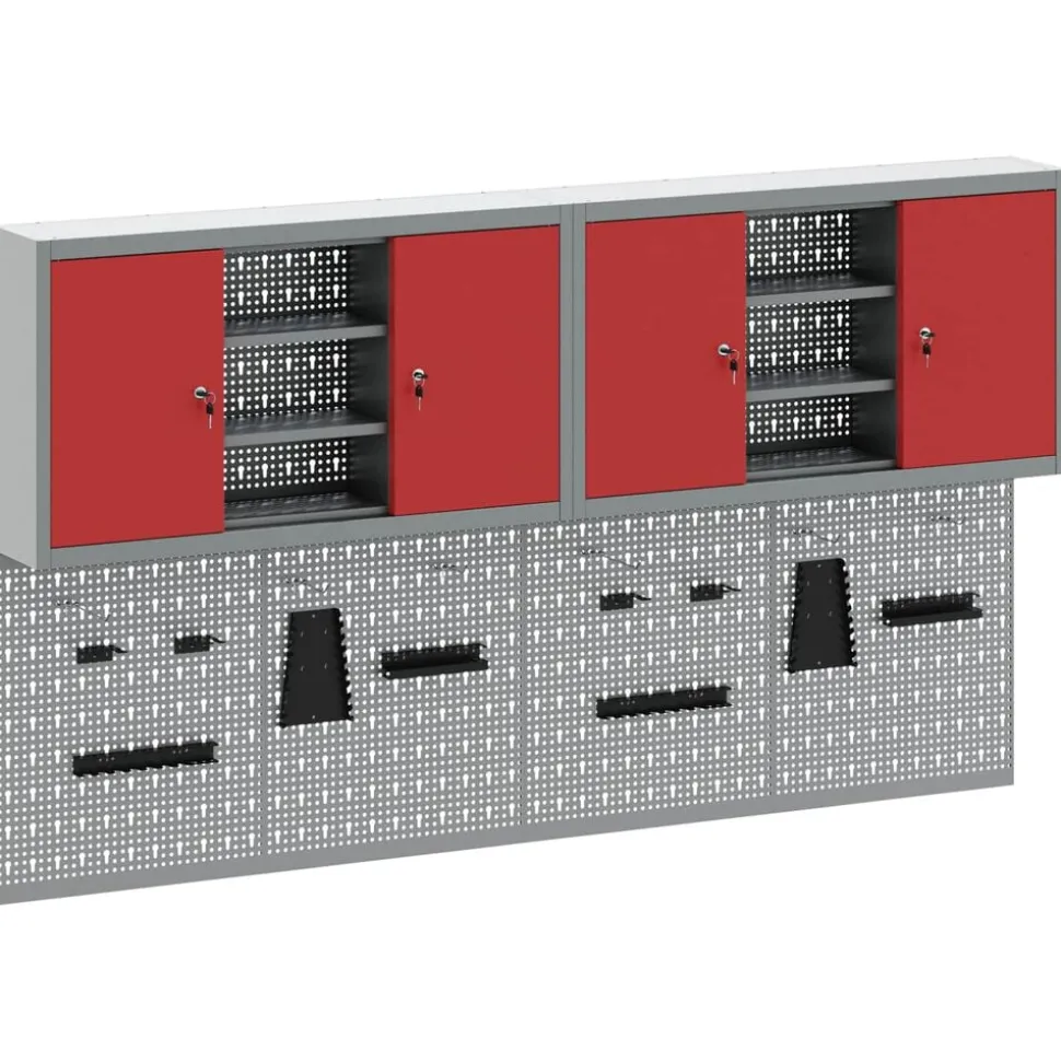 vidaXL Gereedschapskast set met plank 6 pcs Rood Gepoedercoat staal