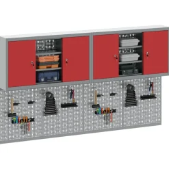 vidaXL Gereedschapskast set met plank 6 pcs Rood Gepoedercoat staal