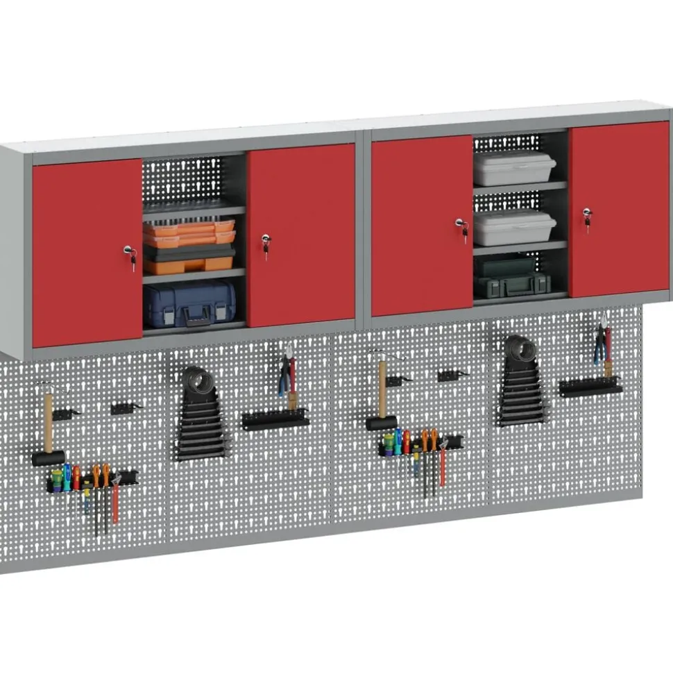 vidaXL Gereedschapskast set met plank 6 pcs Rood Gepoedercoat staal