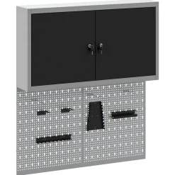 vidaXL Gereedschapskast set met plank 3 pcs Zwart Gepoedercoat staal