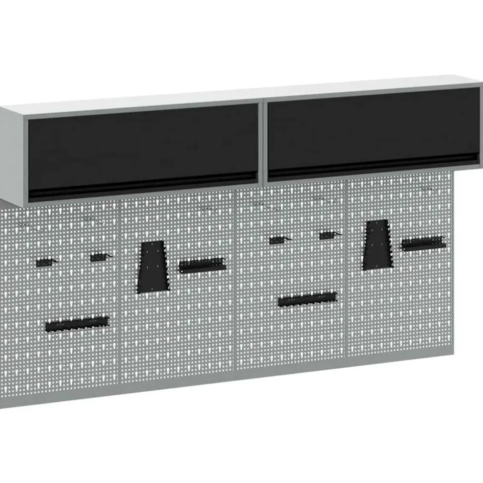 vidaXL Gereedschapskast set met plank 6 pcs Zwart Gepoedercoat staal