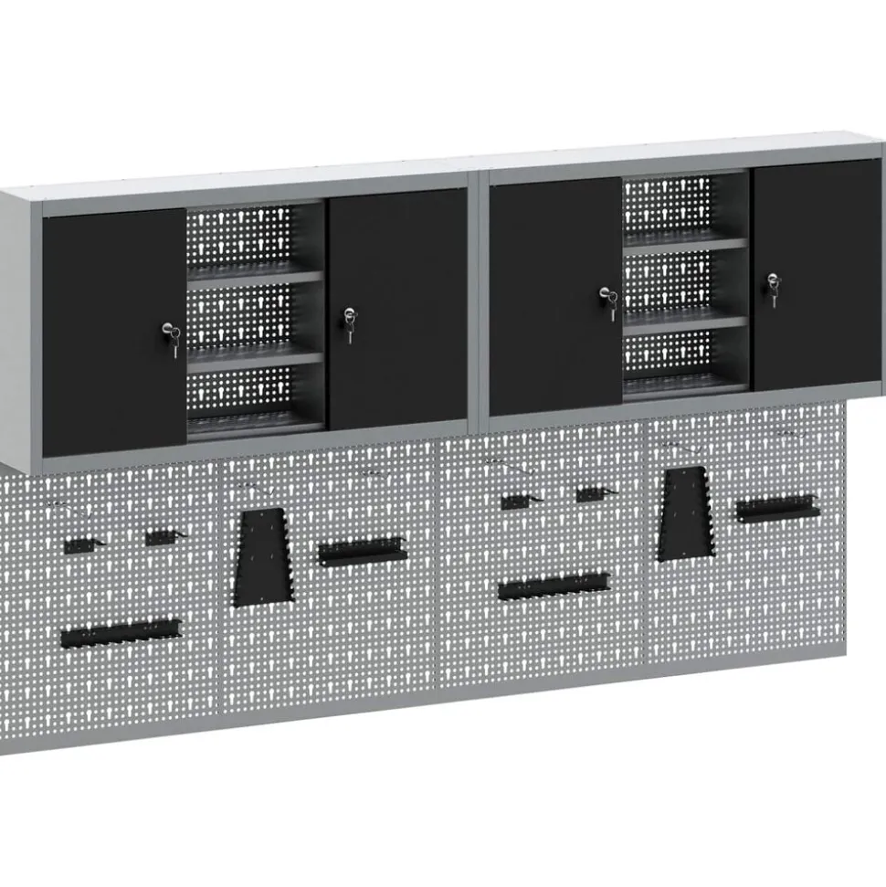 vidaXL Gereedschapskast set met plank 6 pcs Zwart Gepoedercoat staal