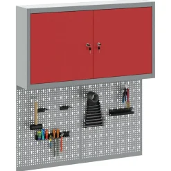vidaXL Gereedschapskast set met plank 3 pcs Rood Gepoedercoat staal