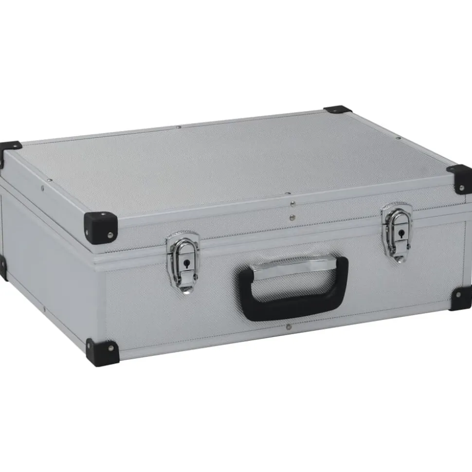 vidaXL Gereedschapskoffer 46x33x16 cm aluminium zilverkleurig