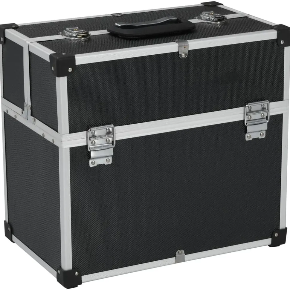 vidaXL Gereedschapskoffer 38x22,5x34 cm aluminium zwart