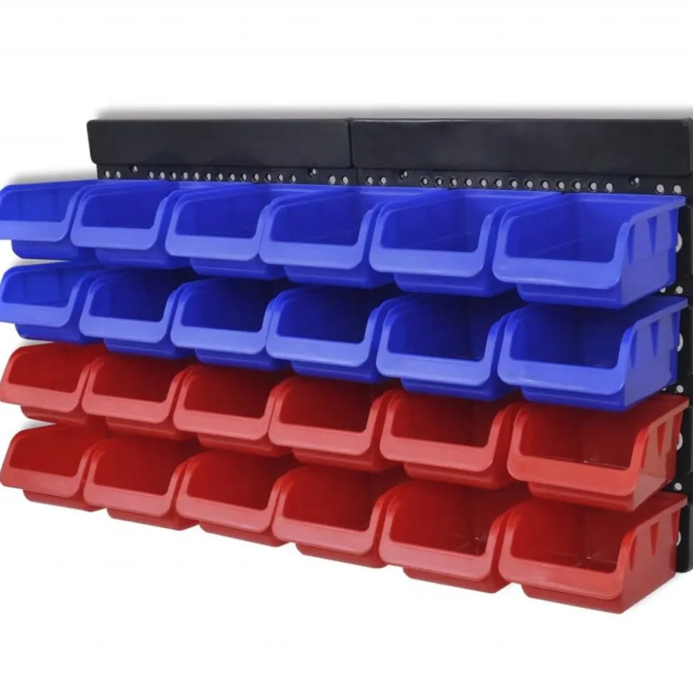 vidaXL Gereedschapsordeners wandgemonteerd blauw en rood 2 st