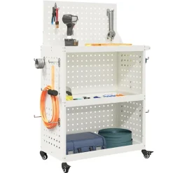 vidaXL Gereedschapswagen Wit 65 x 35 x 111 cm Koudgewalst staal