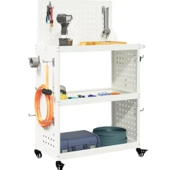 vidaXL Gereedschapswagen Wit 65 x 35 x 111 cm Koudgewalst staal