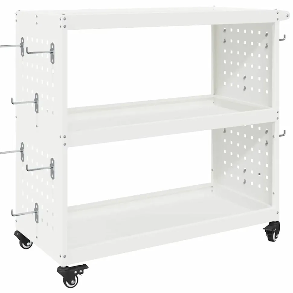 vidaXL Gereedschapswagen Wit 75 x 35 x 73 cm Koudgewalst staal
