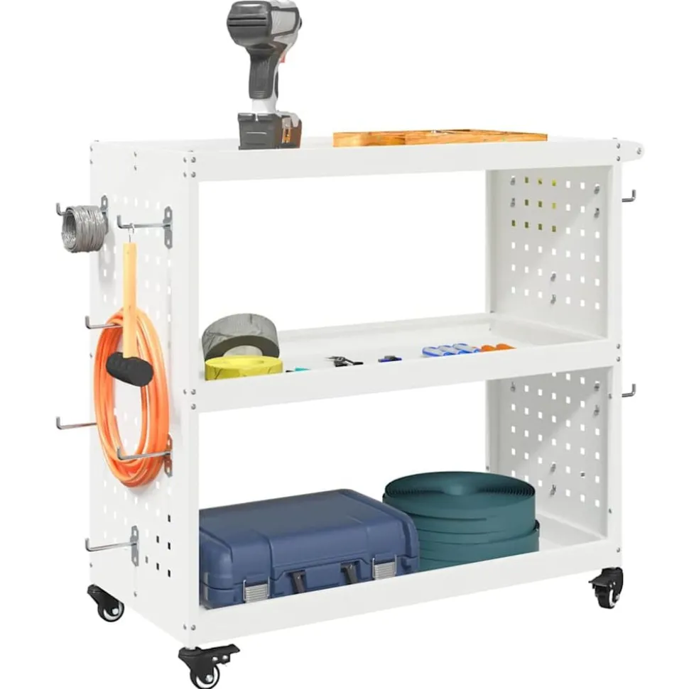 vidaXL Gereedschapswagen Wit 75 x 35 x 73 cm Koudgewalst staal