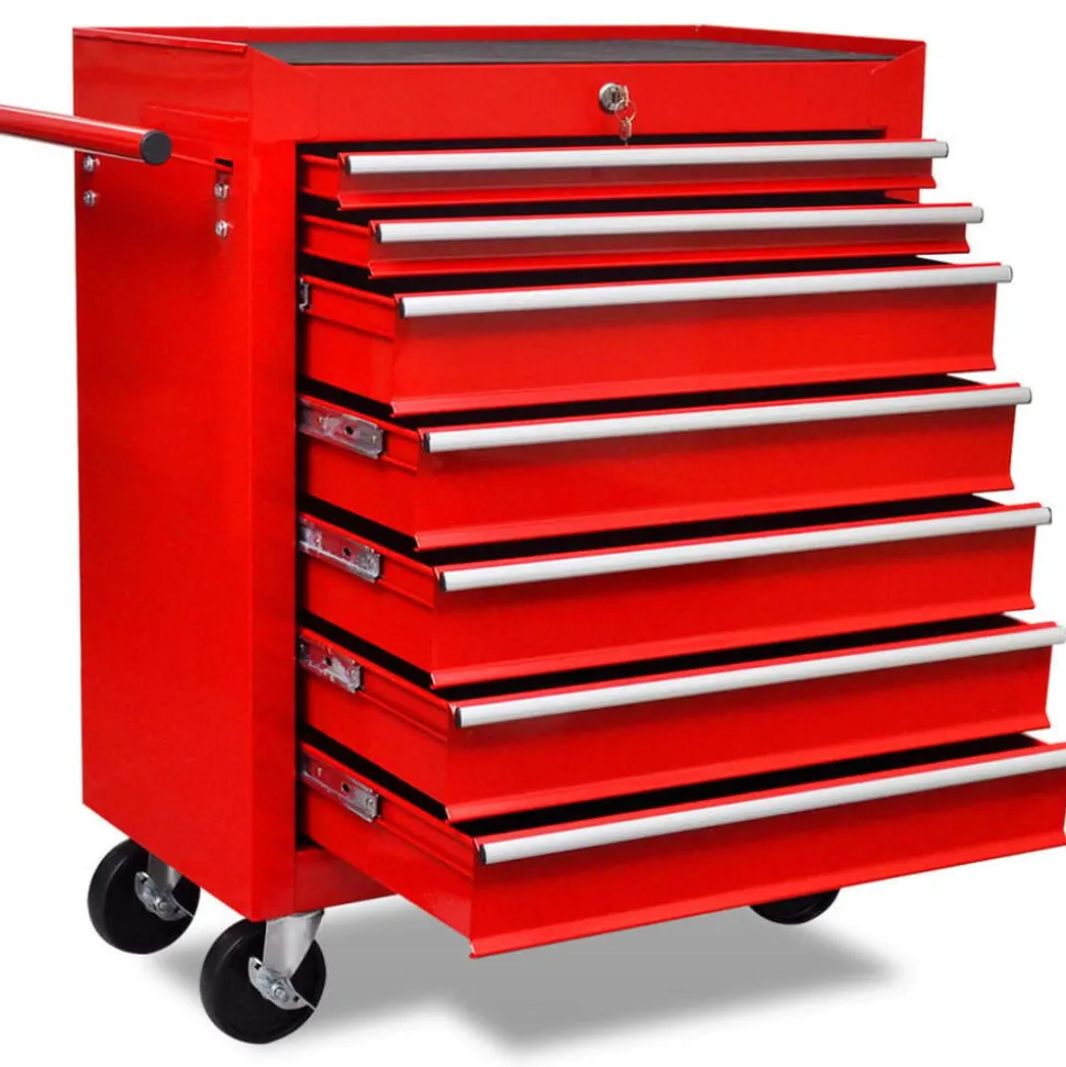 vidaXL Gereedschapswagen 7 lades rood