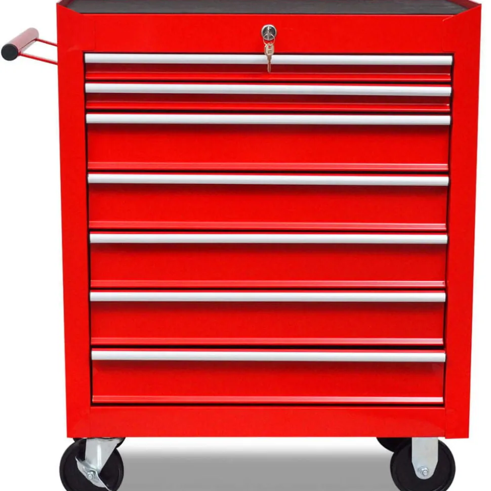 vidaXL Gereedschapswagen 7 lades rood