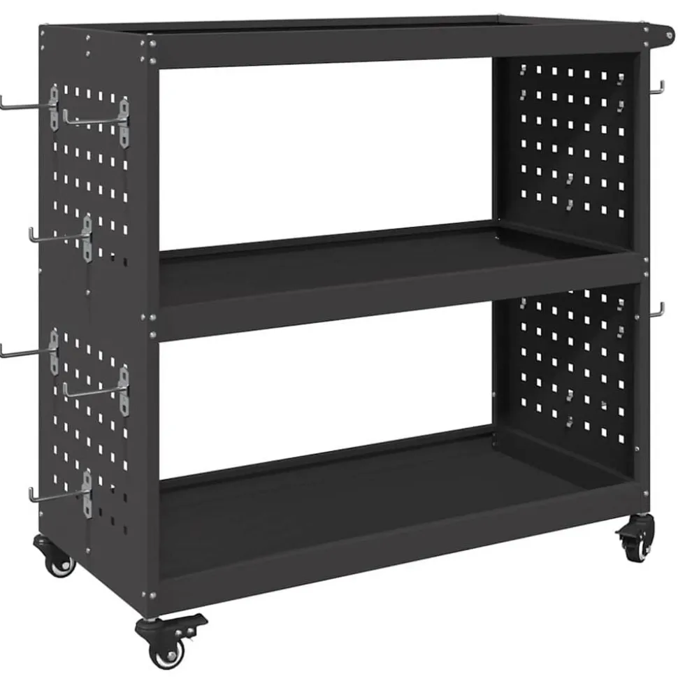 vidaXL Gereedschapswagen Zwart 75 x 35 x 73 cm Koudgewalst staal
