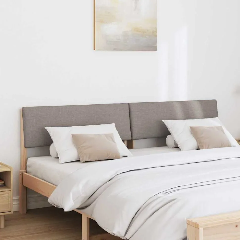 vidaXL Gestoffeerd hoofdbord Taupe 200 cm Massief grenenhout