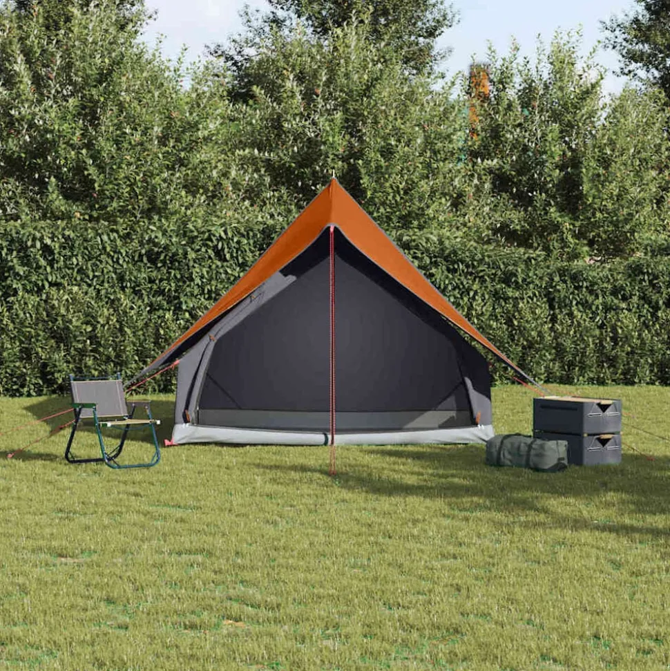 vidaXL Gezinstent met dak Grijs en Oranje 315 x 286 x 200 cm