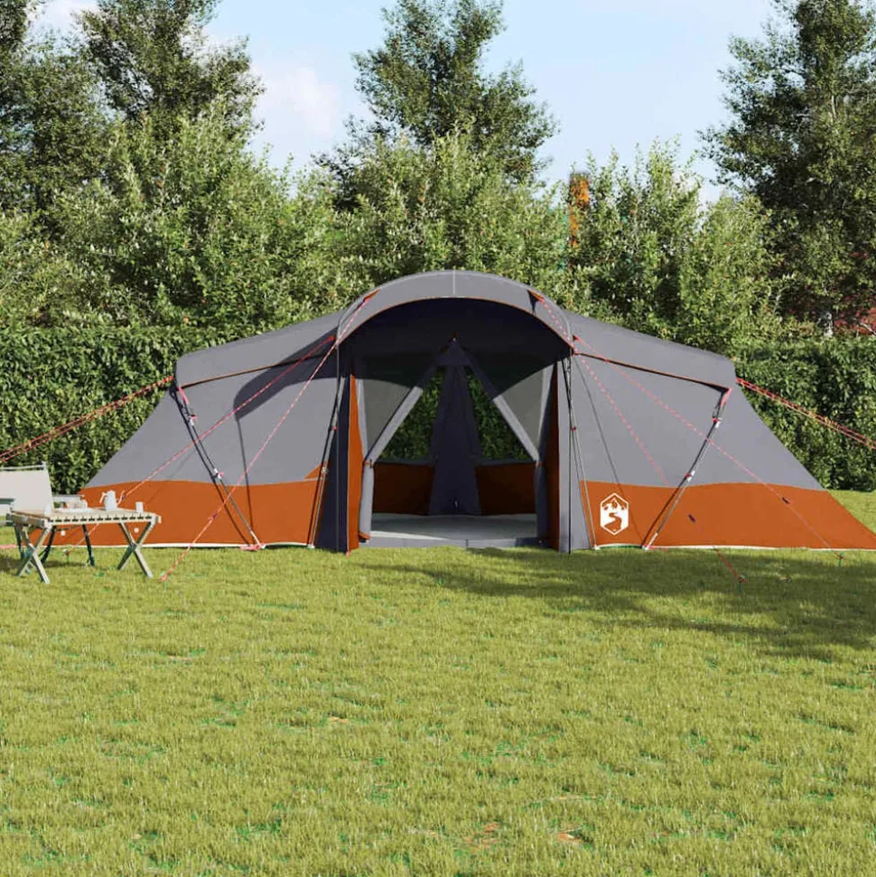 vidaXL Gezinstent met dak Grijs en Oranje 721 x 335 x 212 cm