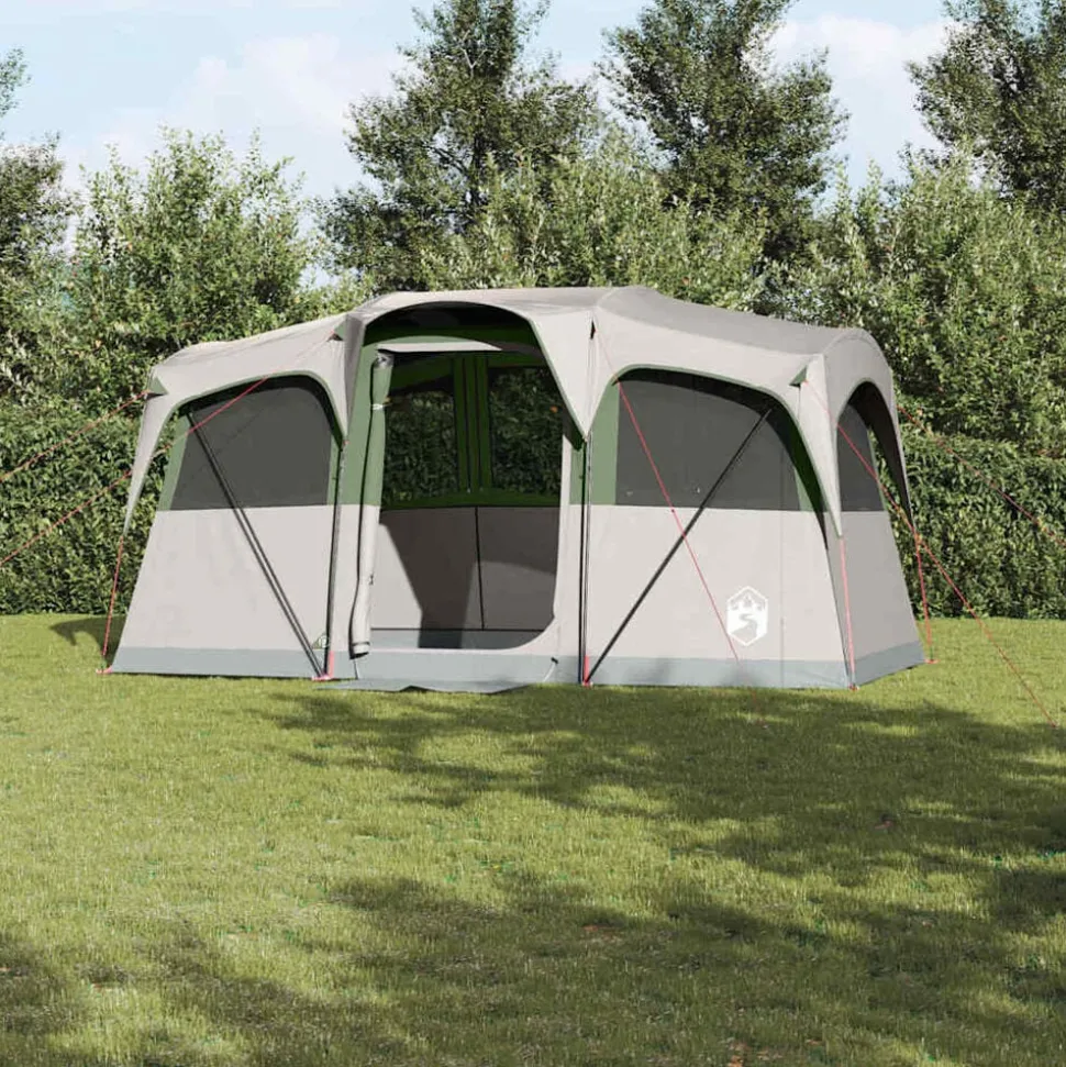 vidaXL Gezinstent Wit en Groen 435 x 255 x 216 cm Polyester en staal